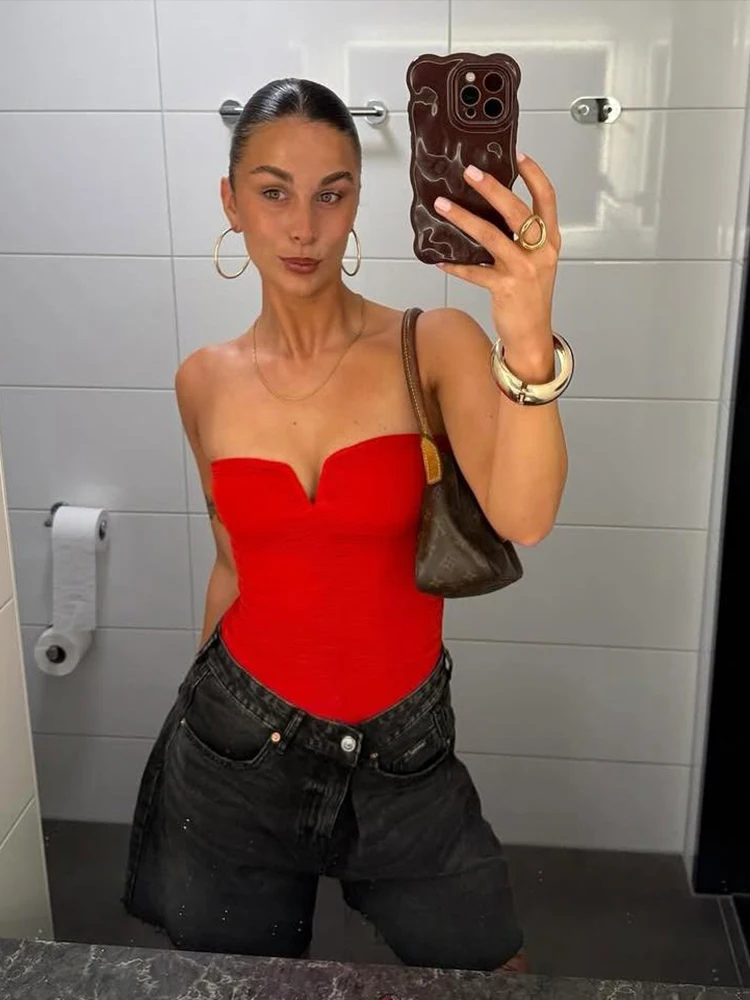 

Weird Puss Sexy Corset Tops Women Y2K Strapless Summer Trend Skinny Midnight Daily Simple Classic Hottie High Street Mini Tops