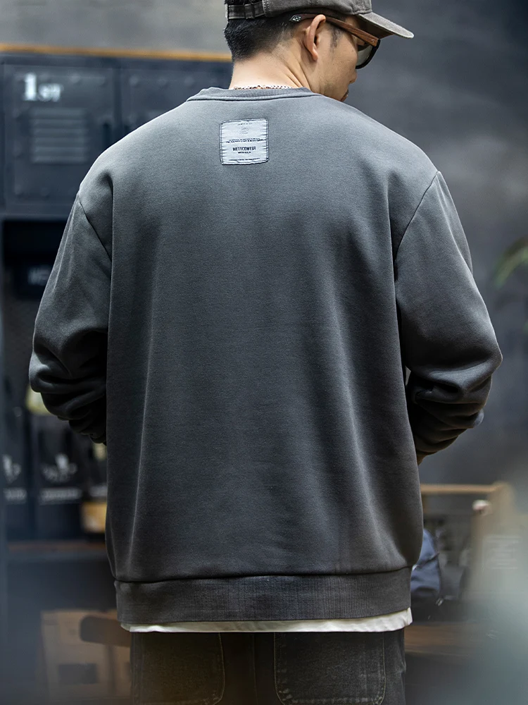 Men's Winter Fleece Lined Sweatshirt Loose Fit Long Sleeve round Neck Thickened Jacket Casual Wear Polyester Cotton Blend
