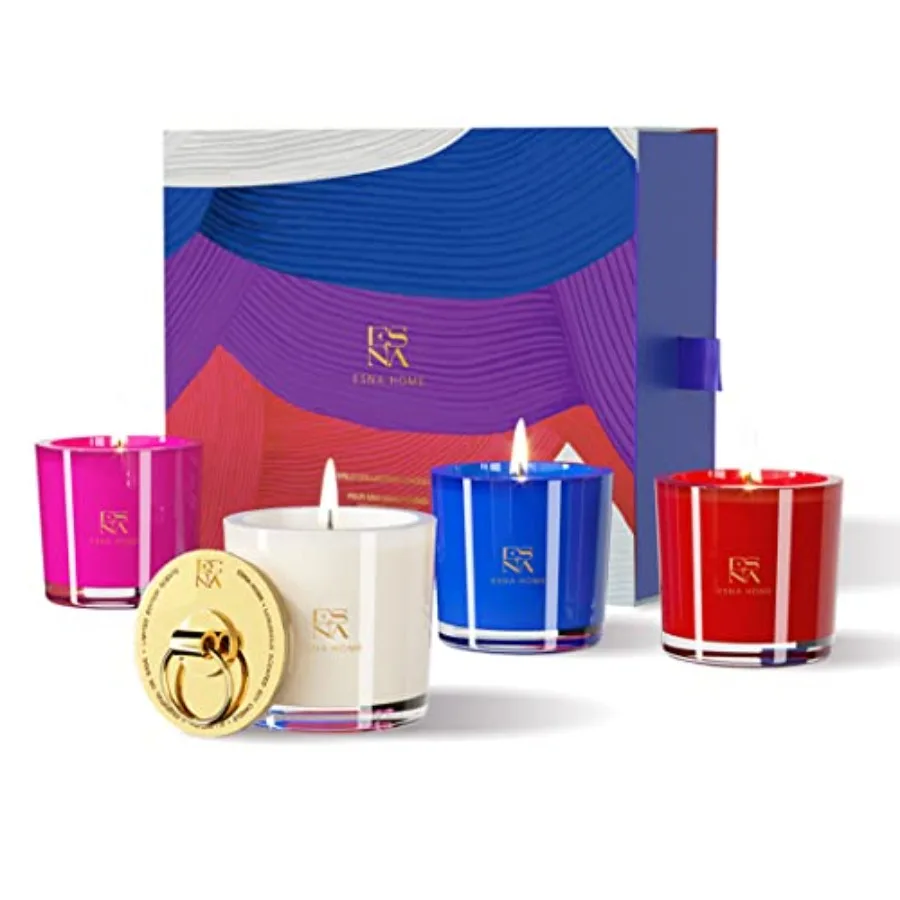 

Luxury Scented Candle Set 4 All Natural Soy Aromatherapy Candle Gift Set Votive Candle Gift Set for Women Self Care Stress Reli
