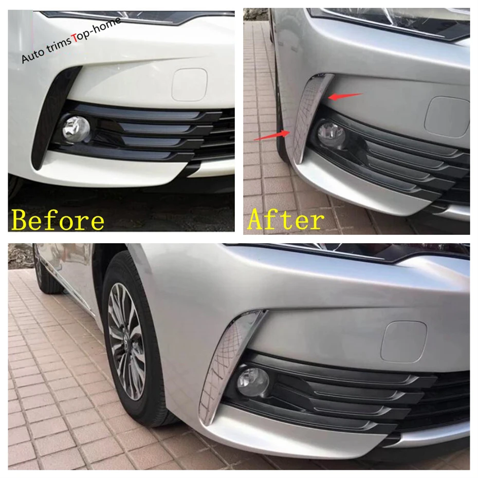 Front Bumper Grille Head Fog Lights Lamps Eyebrow Strip Cover Trim For Toyota Corolla 2017 2018 Car ABS Chrome / Red Accessories