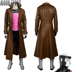 Movie X Men Origins Gambit Cosplay Costume Adult Men Remy Etienne LeBeau Halloween With Leather Jacket Vest Headgear Full Set