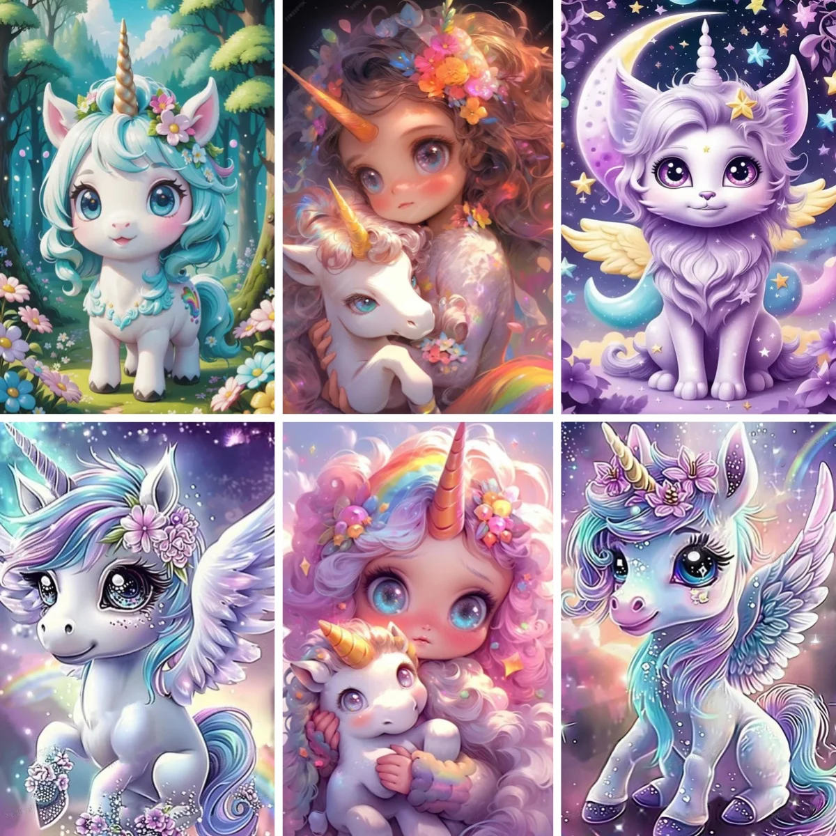 

Baby Girl Unicorn DIY 5D Full Drill Diamond Painting , Nursery Girl Bedroom Wall Art , Little Girl and Her Unicorn Friendship