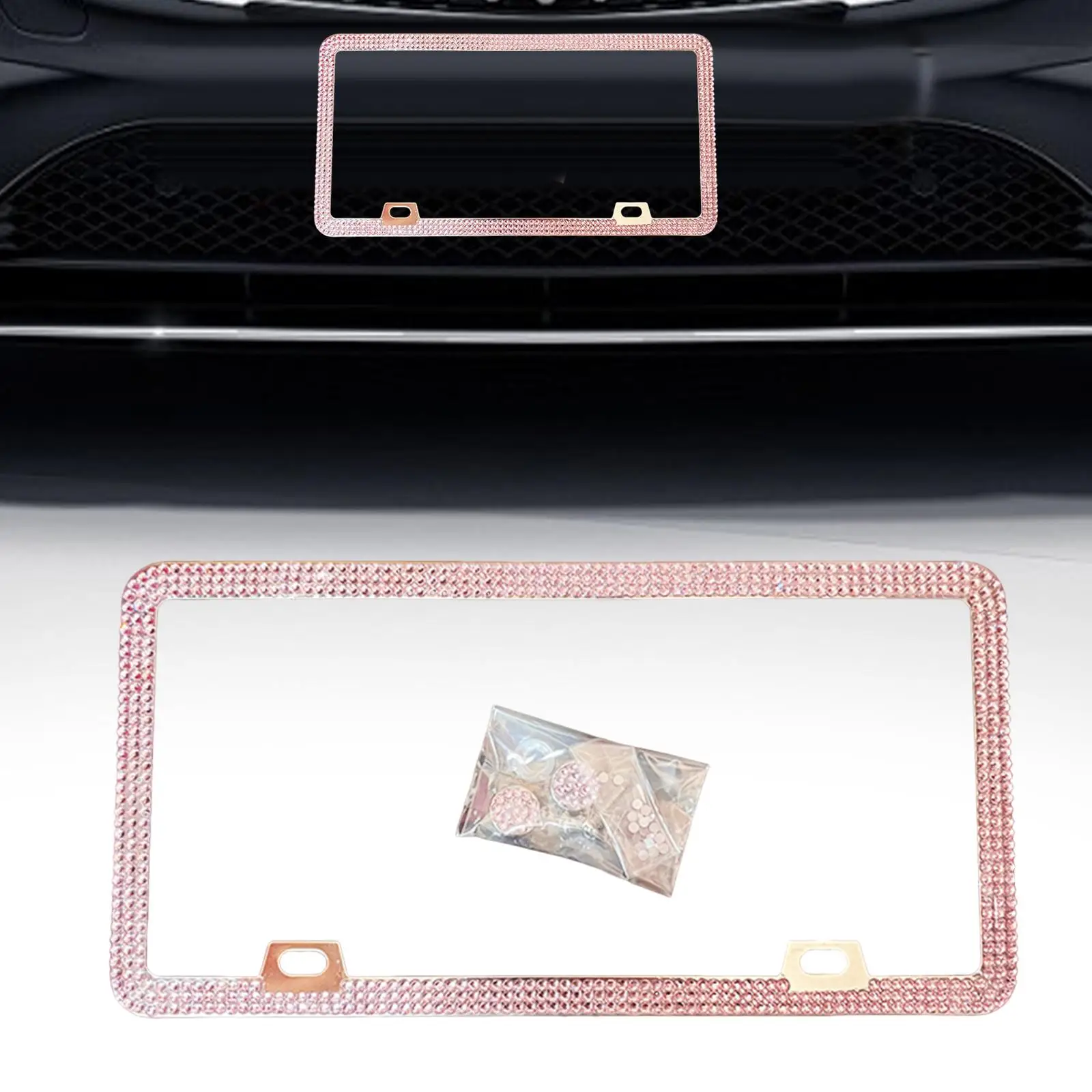 License Plate Cover Stainless Steel Polished Finish Quality Frame Anti Vibration Mount for SUV