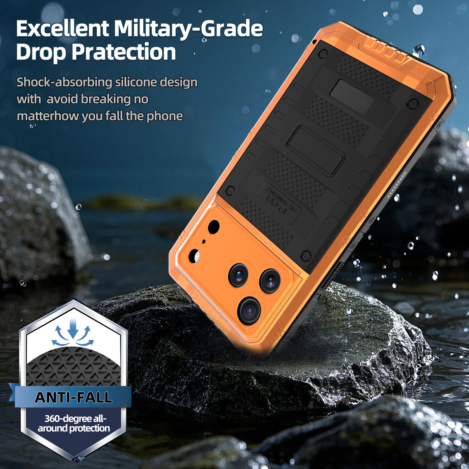 Military Anti Shock Case For iPhone 17 Pro 16E Air 16 15 14 13 12 Pro Max IP68 Full Waterproof Silicone Protection Aluminum Case