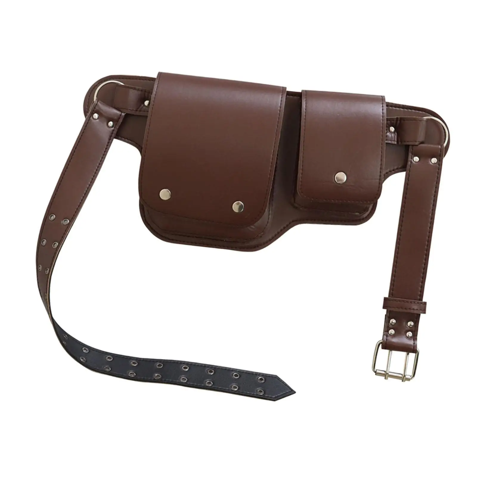 PU Leather Waist Pocket Snap Button Design Belt Pouch Retro Thigh Drop Leg Bag Multifunctional for Men Women