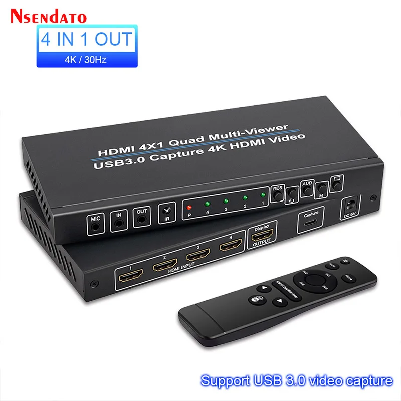 

4k HDMI Quad Screen Multiviewer 4x1 USB3.0 Video Capture Card HDMI 4x1 Quad Multi-viewer Screen Splitter For PC live Streaming