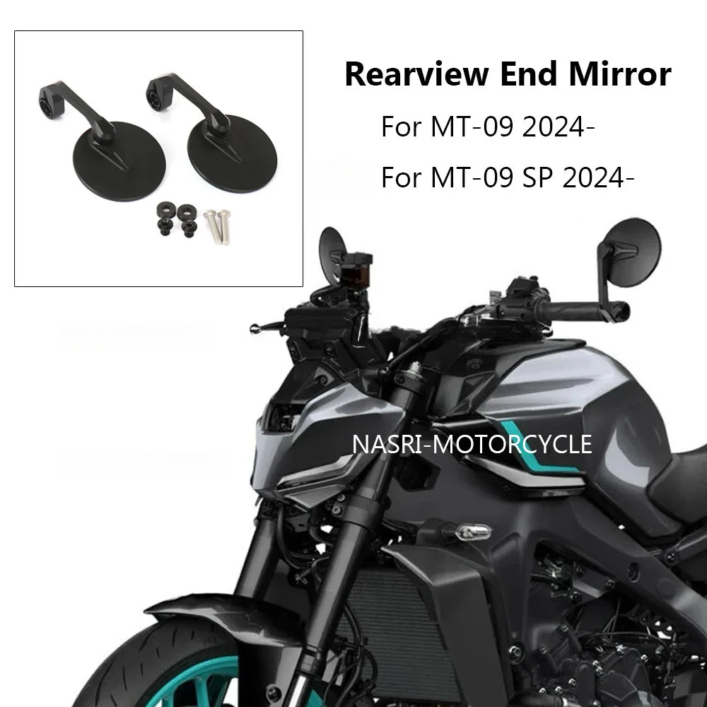 

For YAMAHA MT 09 MT09 SP MT-09 2024 2025 Handlebar End Mirror Side Adjustable Motorcycle Accessories Black With Blue Lenses