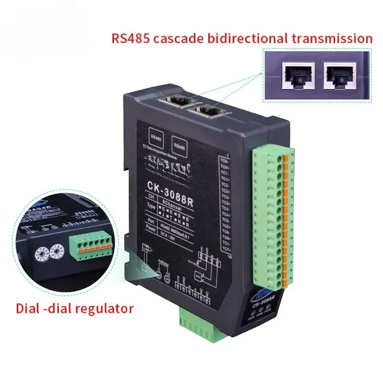 8 Channel K-Type Rs485 Modbus RTU Remote IO Module Thermocouple Sensor Acquisition Module