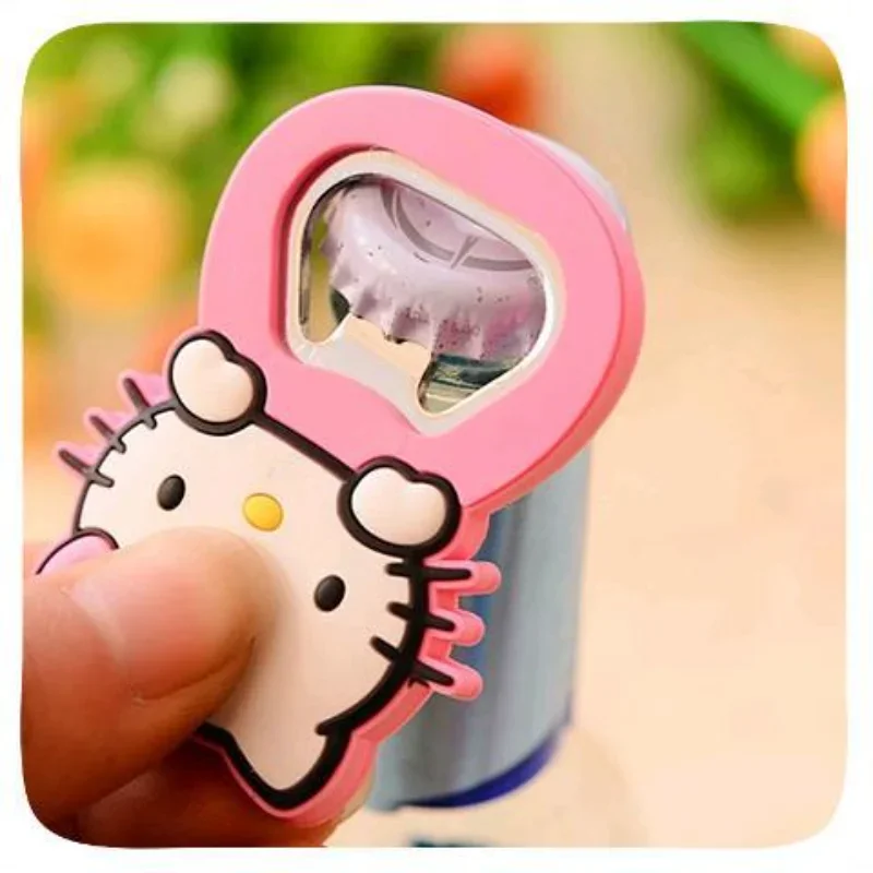 Sanrio Hello Kitty Cute Cartoon Silicone Wine Opener Pink Girly Heart Beer Bottle Opener My Melody Fridge Magnet