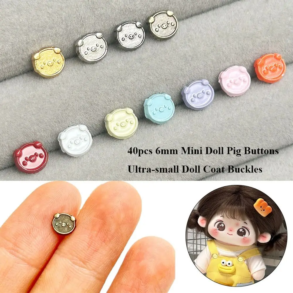 40pcs High Quality 6mm Doll Pig Buttons DIY Handmade Coat Buckles Mini Ultra-small Doll Buckles 1/6 Doll Clothes Accessories