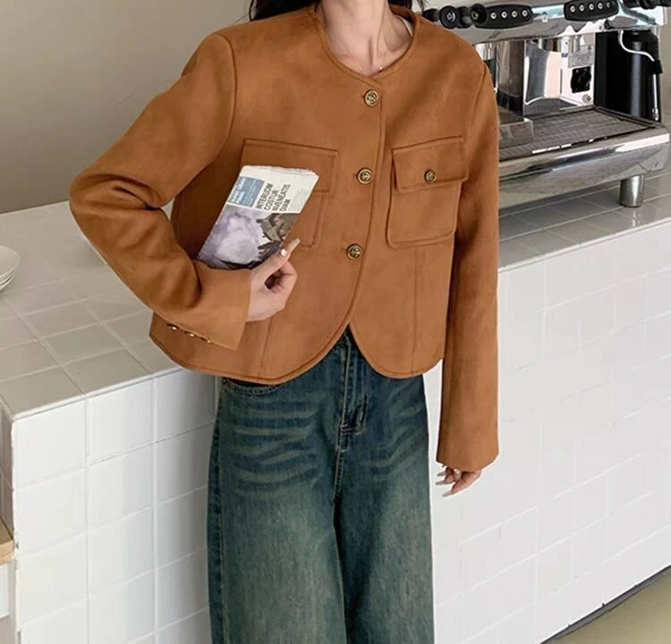 Wearing A Casual Jacket, Women's Short Style, Autumn New Design, Retro Jacket Top