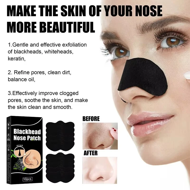 10PCS Unisex Blackhead Remove Mask Nasal Strips Shrink Cleansing Pore Nose Black Head Remove Stickers Skin Care Mask Patch