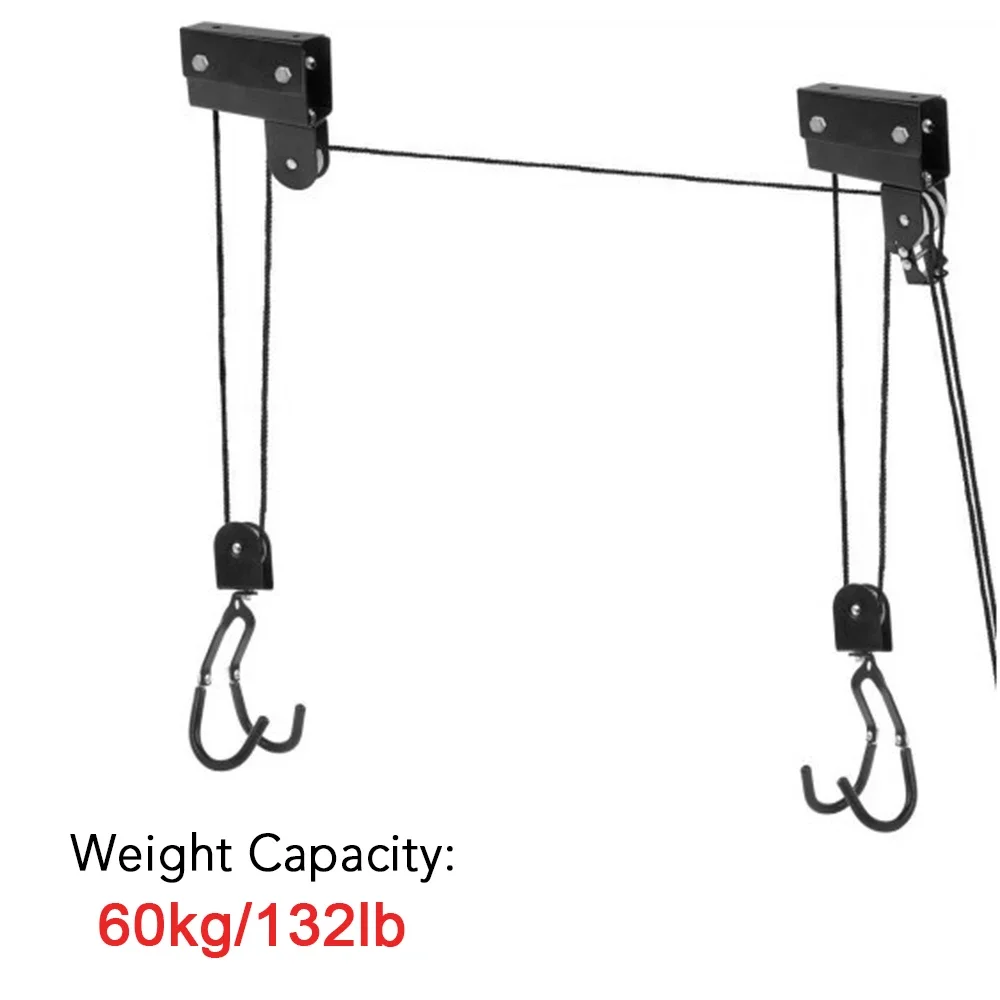 Kayak Hoist Canoe Boat Bike Lift Pulley System Garage Ceiling Storage Rack Bicycle Rack With 15M Rope Capacity Max Load 60KG New