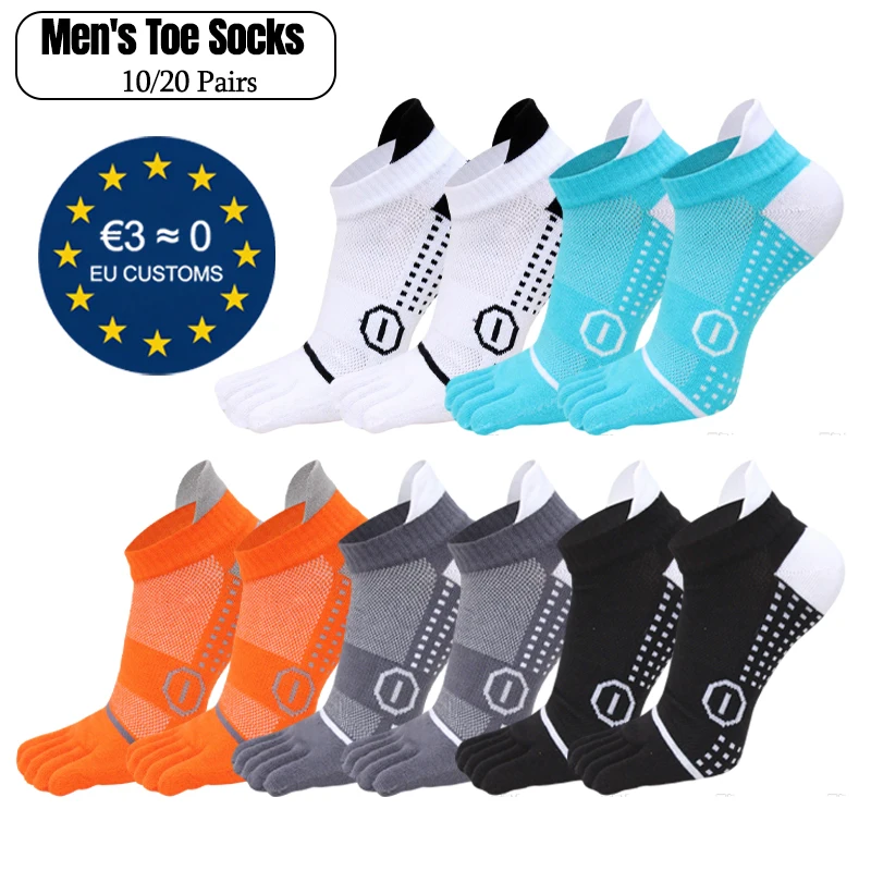 10/20 Pairs Men Five Toe Split Toe Athletic Socks Summer Cotton Mesh Breathable Short Sport Socks Running Fitness Cycling Socks