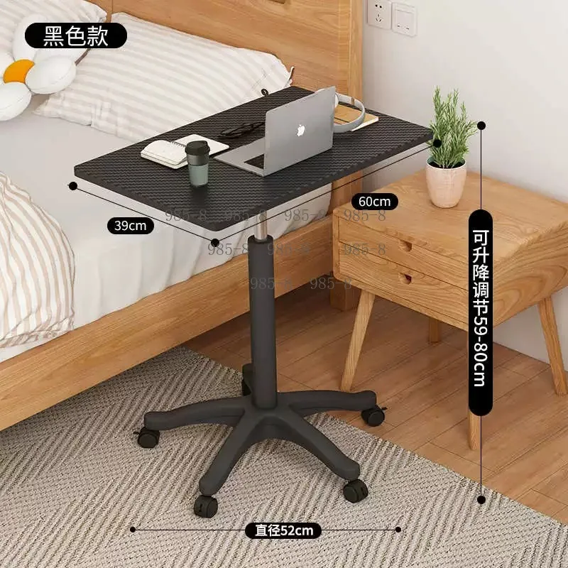 Portable Rolling Height Adjustable Overbed Laptop Table, Standing Computer Workstation For Bedroom Live Stream Home Office Use