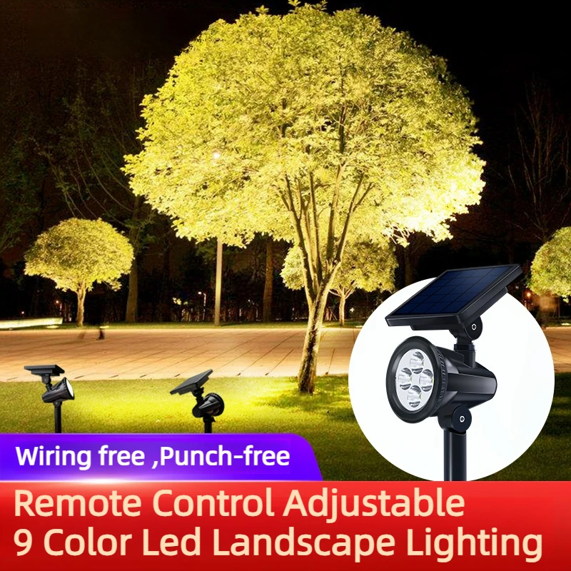 

2025 Outdoor Solar Waterproof 9 Colors LED Landscape Light High-Brightness Lawn Spotlight For Garden Courtyard Tree Path Terrace