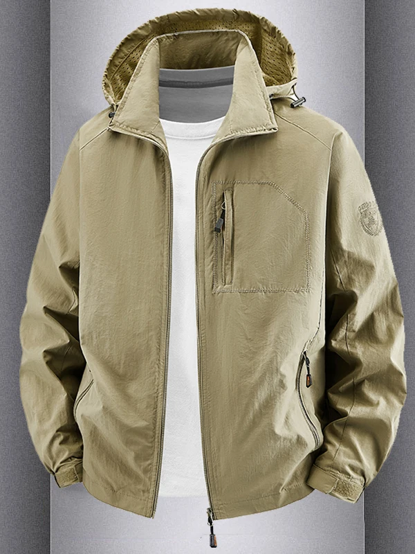 

Мужская свободная осенняя куртка для активного отдыха, ветрозащитная рабочая одежда, верхняя одежда на молнии с длинными рукавами из полиэфирного волокна