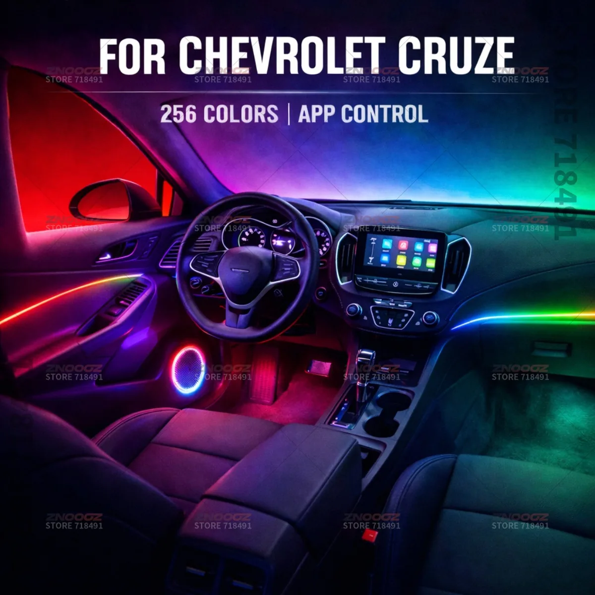 22in1 RGB Car Interior Acrylic Car Ambient Lights RGB Hidden Acrylic Strip Decoration Atmosphere Accessories For Chevrolet Cruze