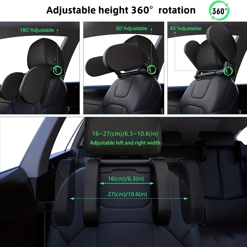 وسادة مسند رأس السيارة - وسادة دعم للرقبة والرأس قابلة للتعديل لمقاعد السيارة والسفر والنوم #5