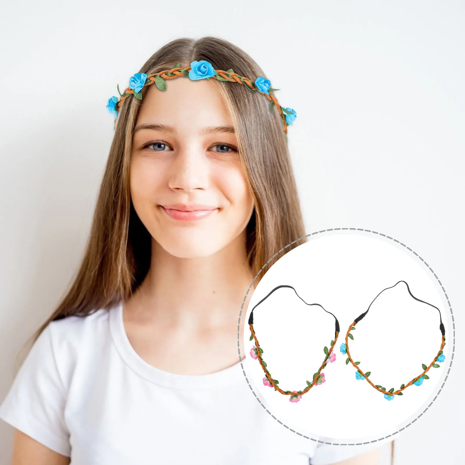 

4pcs Hairband Fresh Flower Wedding Rose Headband Headdress Bride Floral Crown Korean Velvet Headpiece Accessories