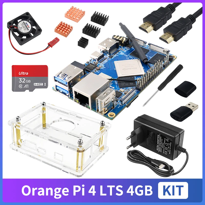 

Orange Pi 4 LTS 4GB LPDDR4 16GB EMMC Rockchip RK3399 Wifi BT 5.0 Gigabit Ethernet Run Android Ubuntu Debian OS for OPI 4 LTS