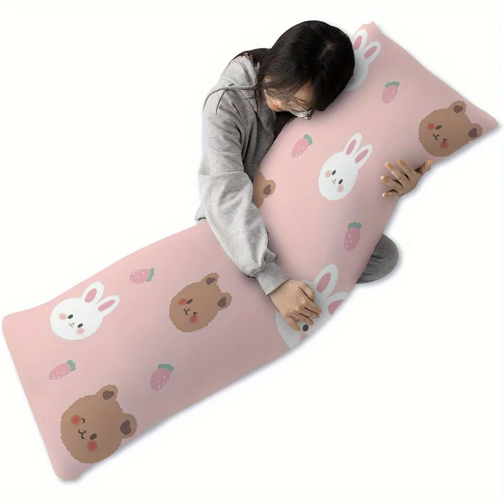 Teddy Bear Full Body Support Pillow, Pillowcase, Double-Sided, Modern Style, Polyester Material, Zipper Closure, Machine Washabl