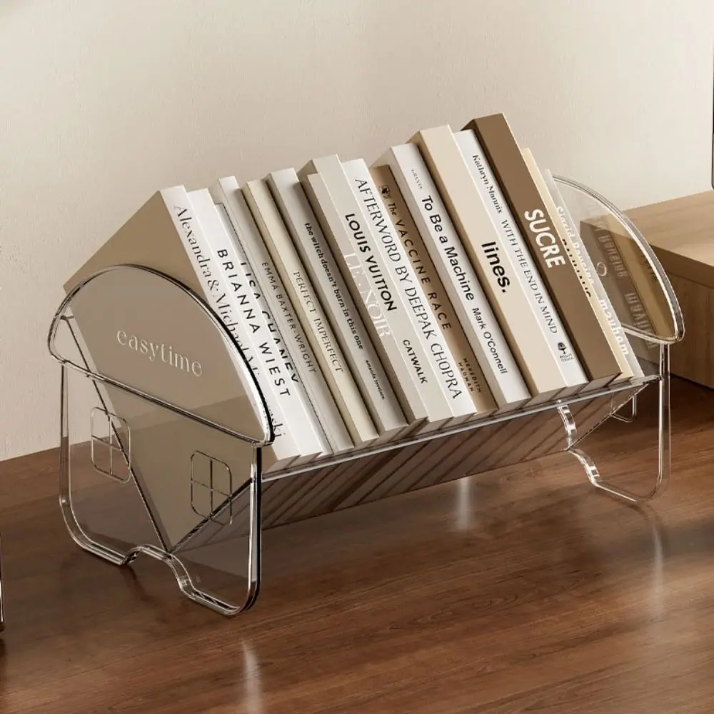 رف كتب بلاستيكي لسطح المكتب، رف تخزين مستقر شفاف/أسود لتوفير المساحة، رف قرطاسية ذو سعة كبيرة للطلاب
