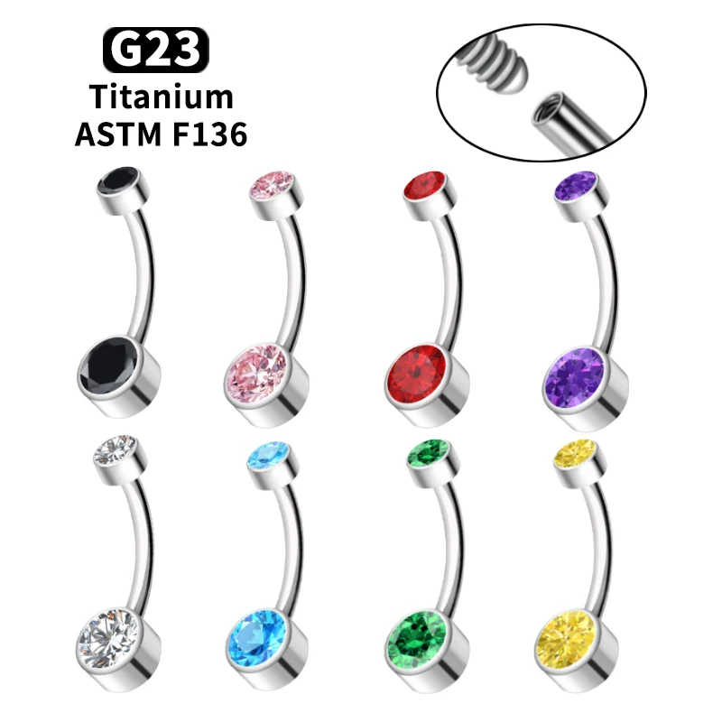 14G G23 Titan Bauchnabelpiercing mit Innengewinde und Zirkonia, hypoallergen, sexy Bauchnabelschmuck für Damen
