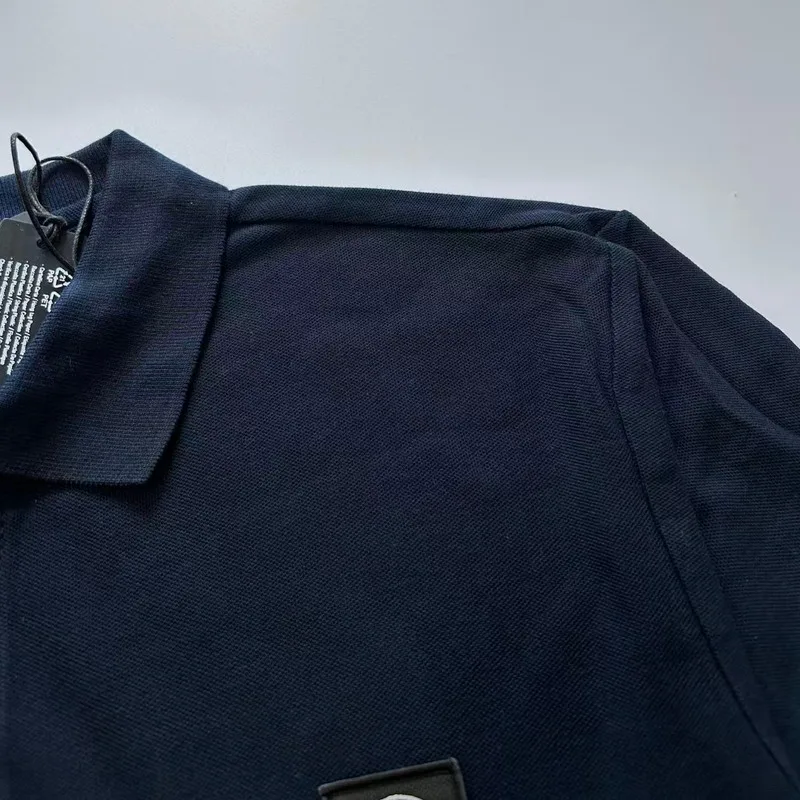 2026 Black Rectangular Compass Patch Men's Polo Tops Italian Luxury Brand Style 3 Labels Summer Casual Short Sleeve Polo Shirt