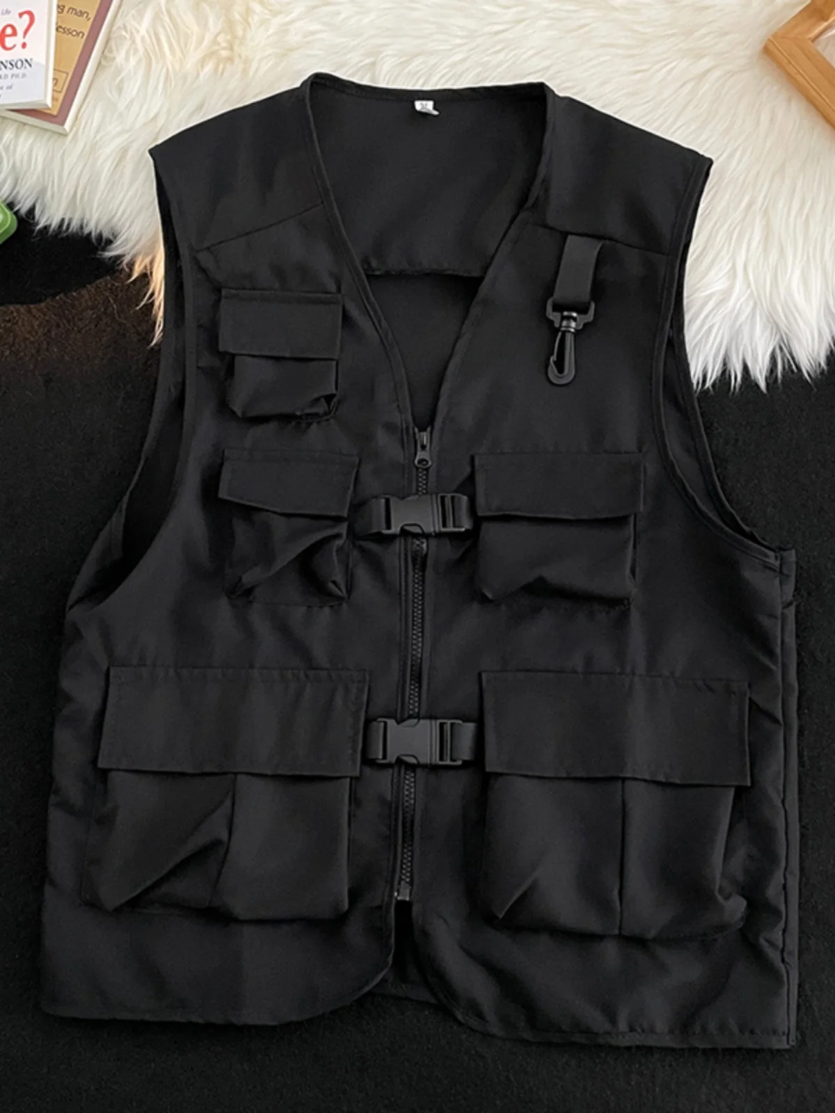 

Летний тонкий рабочий жилет для мужчин больших размеров, повседневный, универсальный, для различных видов спорта, без рукавов, с V-образным вырезом, на молнии, цветной