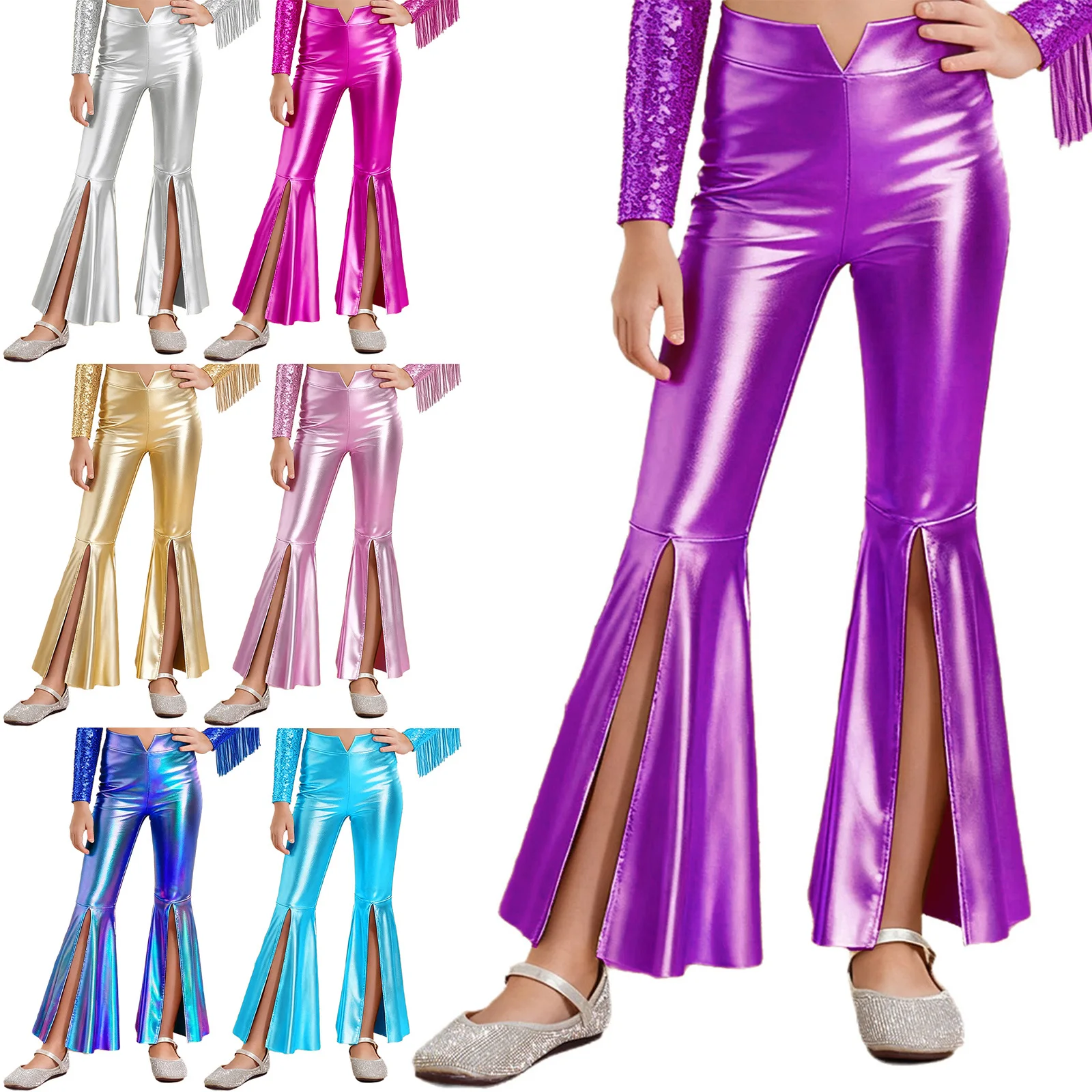 กางเกงขายาวทรงบานเมทัลลิกสำหรั - Wide Leg Trouser 70S บทวิจารณ์และราคา