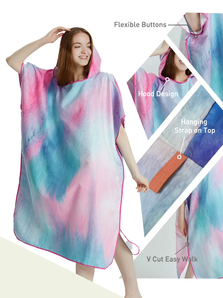 Poncho do Poncho surfingu ręcznik do suszenia bluza z kapturem z mikrofibry plażowy płaszcz kąpielowy zmiana Poncho pływackiego Poncho plażowe dla