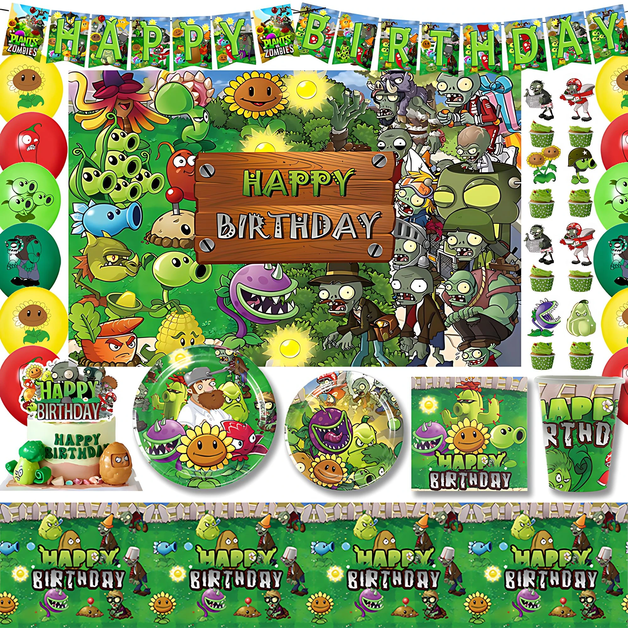 

Game P-Plants vs Z-Zombies Birthday Party Disposable Tableware Balloon Background Decoration Children Party Supplies Props Gifts