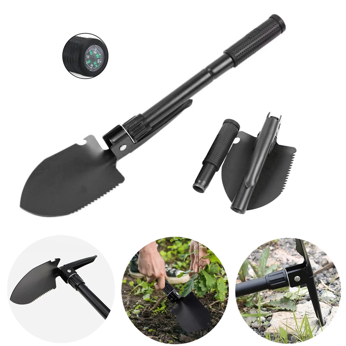 

Survival Shovel Camping Shovel Folding Multitool, Military Grade Portable Compact Tactical Shovel, Multifunction for Outdoor