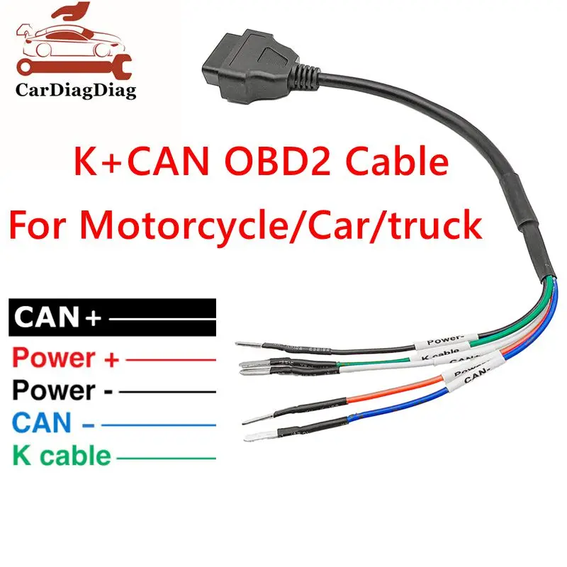 For Turck/Car/Motorcycle OBD 16 Pin Adapter Cable K Can OBD2 Engine Fault Detector Connector Cable K+Can Plug