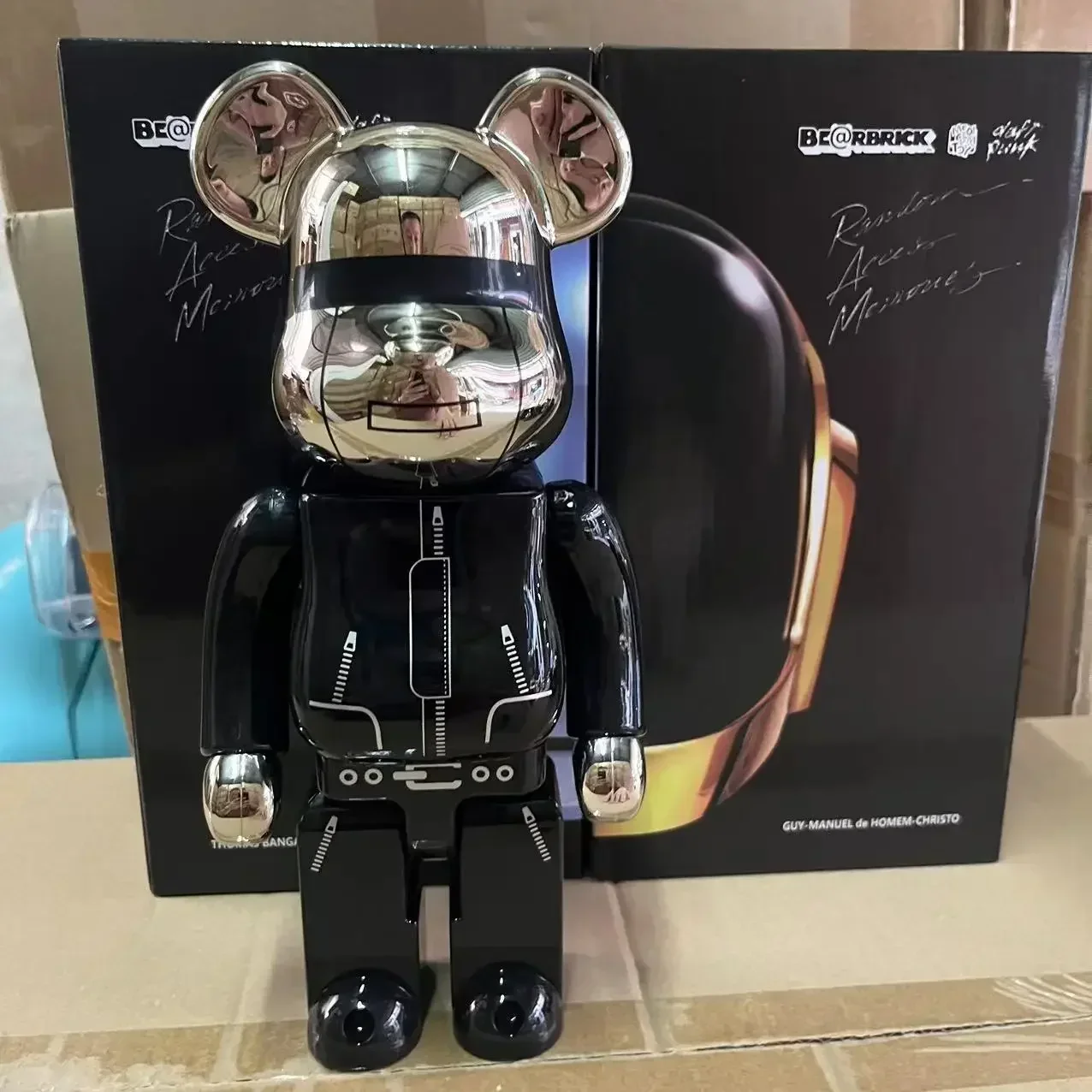 Bearbrick Daft Punk 400  Joint Bright Face Violence Bear 3d Bearbrick Original Ornament Gloomy Bear Statue Model Decoration