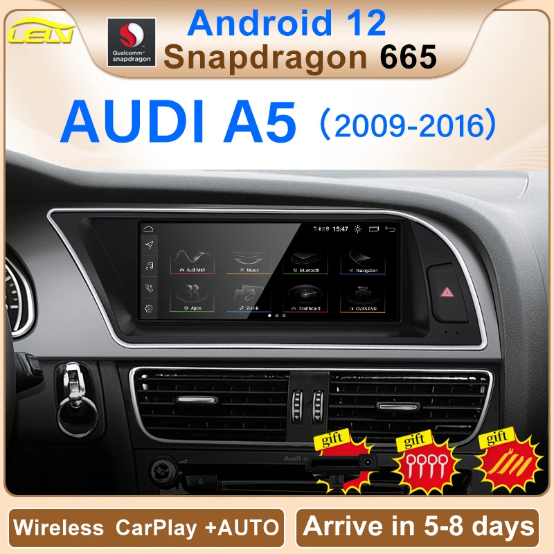 New UI 8.8 Android12 Wireless AUTO Carplay For AUDI A5 2011 2016 Car Video Players GPS Navigation Central Multimedia Screen