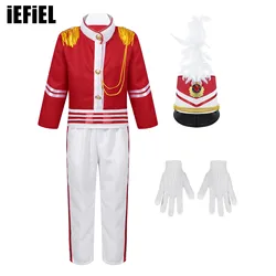 Kid Boy Girl Nutcracker Costume Drum and Trumpet Team Costume Honor Guard Soldier Uniform Halloween Party Stage Performance Suit