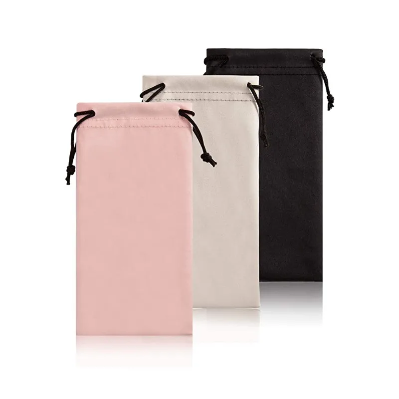 

9x18cm Fiber Glasses Bag Soft Solid Color Drawstring Mobile Phone Cable Earphone Storage Bag Pouch Cards Glasses Bag Organizer
