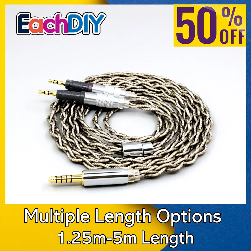 99% Pure Silver + Graphene Silver Plated Shield Earphone Cable For Audio-Technica ATH-R70X headphone Earphone headset LN008025