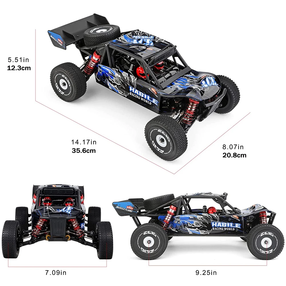 WLtoys 124018 55KM/H RC Car 7.4V 2200mAh 550 Carbon Brush Strong Magento 4WD Electric High Speed Off-Road Drift Toys For Adults