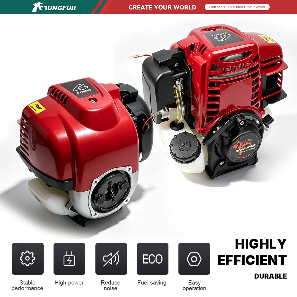 TUNGFULL Gas Engine 4 Stroke Air Cooled Single Cylinder Petrol Motor For Garden Brush Cutter Grass Trimmer Replacement