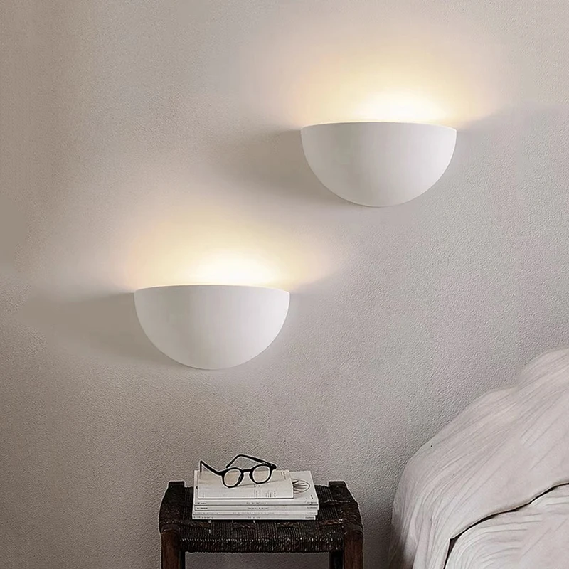 3 Style Gypsum Lamp Designer Semi Circular Gypsum Wall Lighting Fixture Background Bedside Stair Surface Mounted LED Wall Lamps
