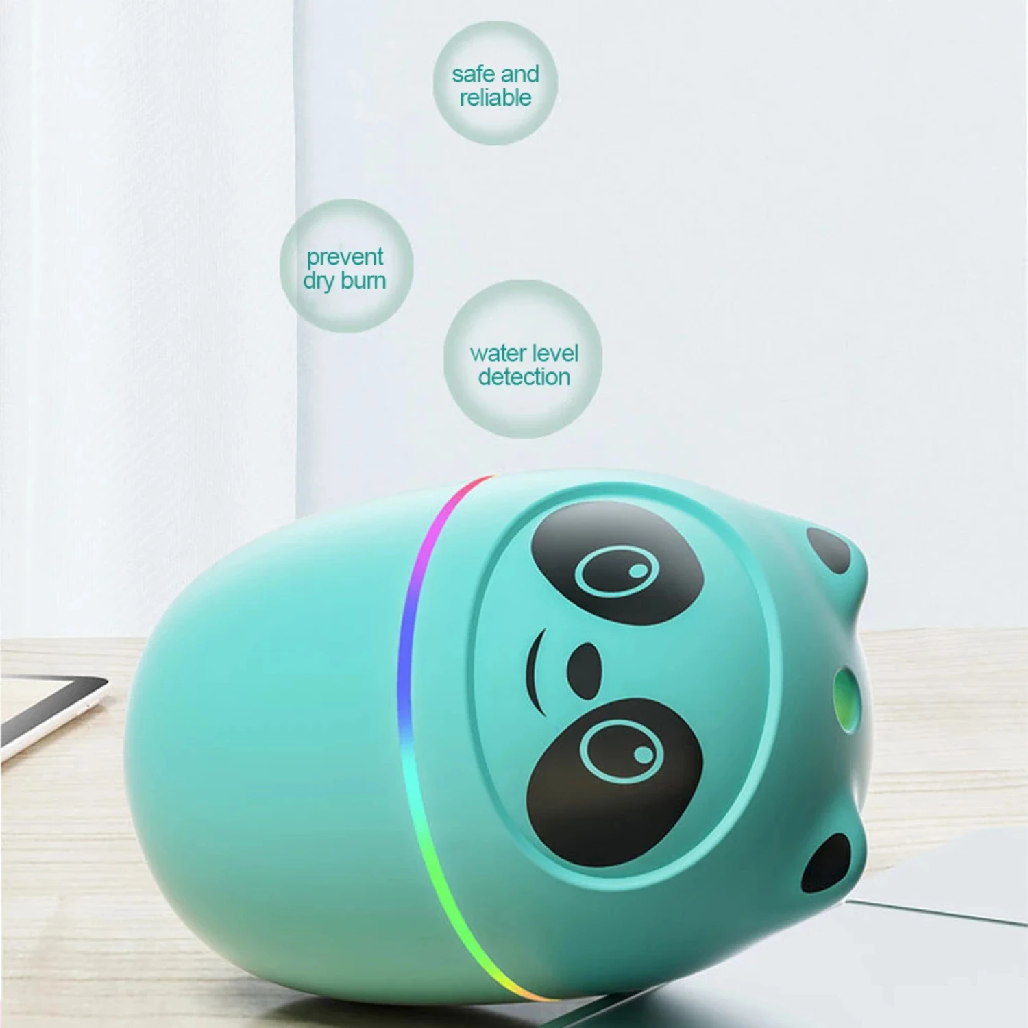 New Charming Cute Panda Air Humidifier: USB Chargeable Cool Mist Sprayer Plants Purifier with Night Light - Oil Diffuser and Hum