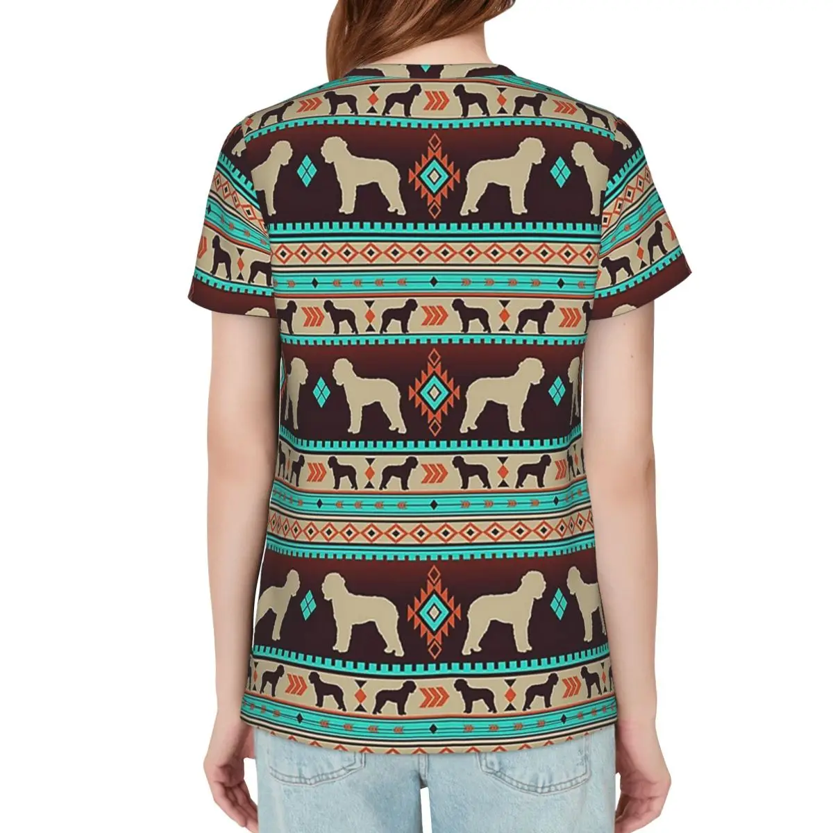 Boho Dogs Lagotto Romagnolo Sunset T-Shirt Women Short Sleeve T Shirts Round Neck Clothing Cotton Summer Tees Streetwear