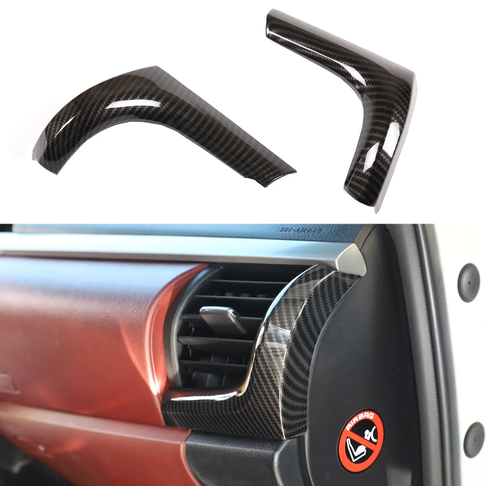 Untuk 2015-2021 Panel instrumen mobil Side Air Outlet L Cover Trim karbon