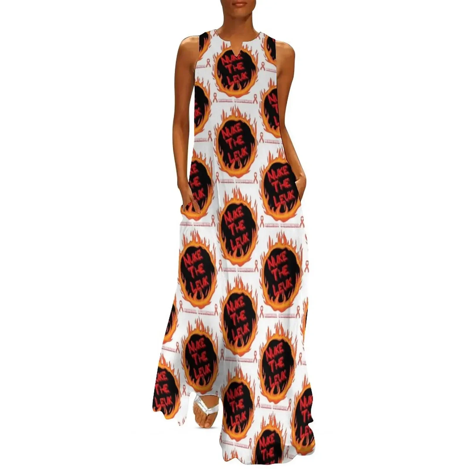 

Nuke the Leuk Leukemia Awareness Product and Gift Long Dress loose women's dress dress women summer