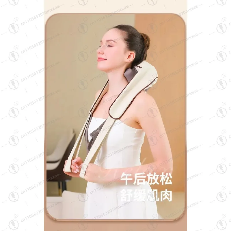 Neck and Shoulder Massage Shawl Heated Kneading 6D Head Deep Massage and Muscle Relaxation Adjustable Portable Massager