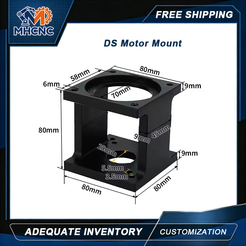 MHCNC Aluminum Motor Mount Base Bracket DS40 DS60 DS80 DS90 DS110 DS130  For 42/60/80/90/110/130 Servo Motor CNC