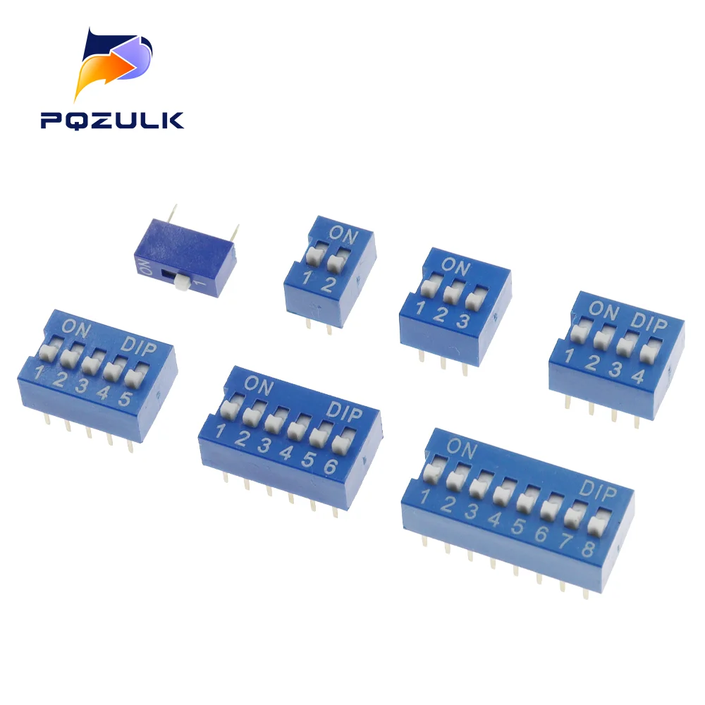 Dip Switch Kit In Box 1 2 3 4 5 6 8 Way 2.54mm Toggle Switch Red Snap Switches Mixed Kit Each 5PCS Combination Set